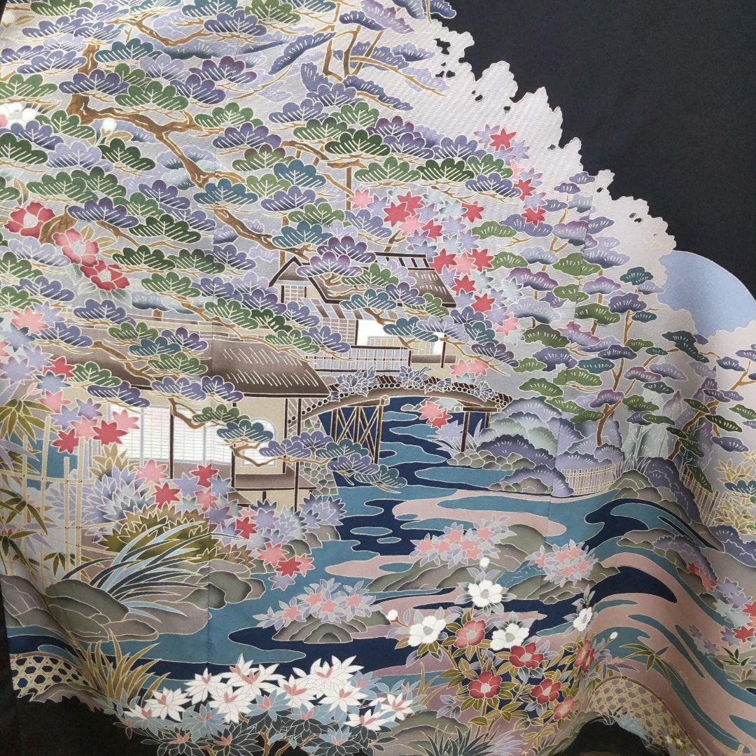 正絹 作家物 黒留袖 着物リメイク ロングドレス セミオーダー