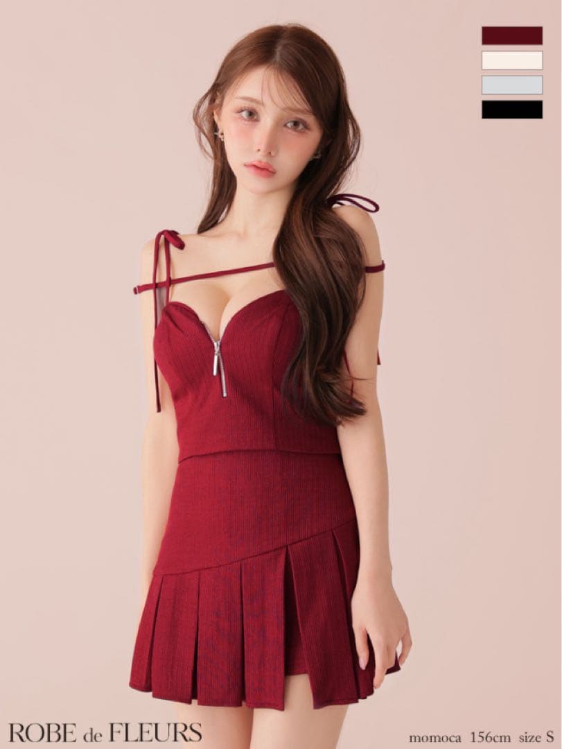 ROBE de FLEURS レッド セットアップドレス