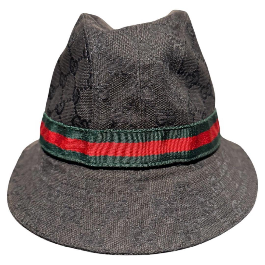 GUCCI ブラック バケット ハット シェリーライ GGパターン グッチ
