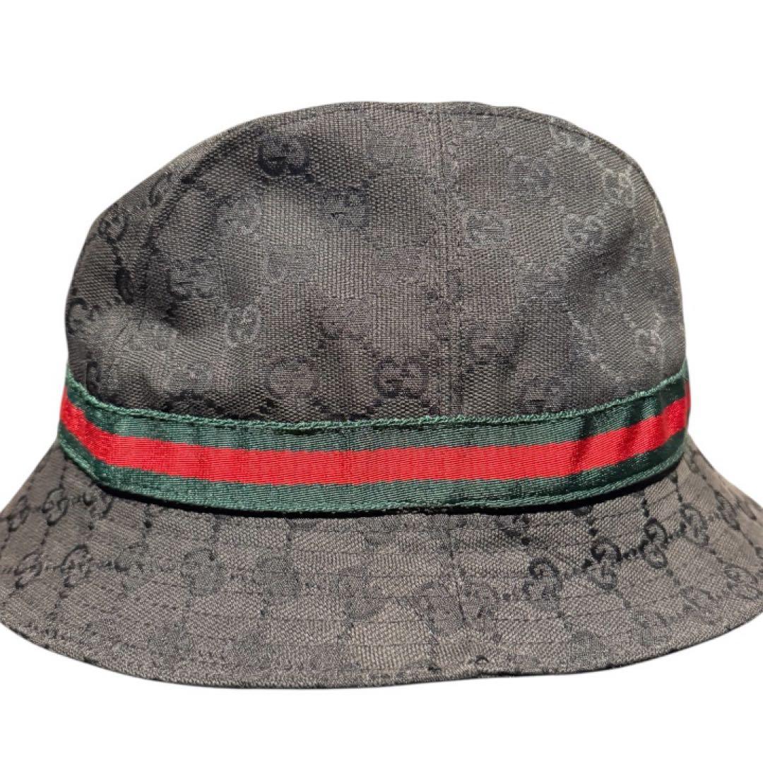 GUCCI ブラック バケット ハット シェリーライ GGパターン グッチ