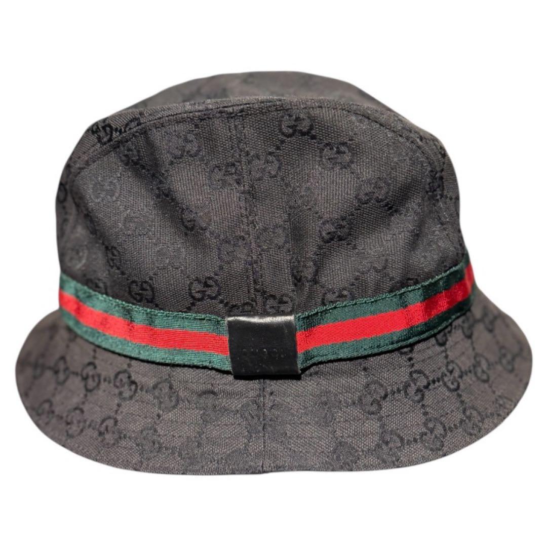 GUCCI ブラック バケット ハット シェリーライ GGパターン グッチ