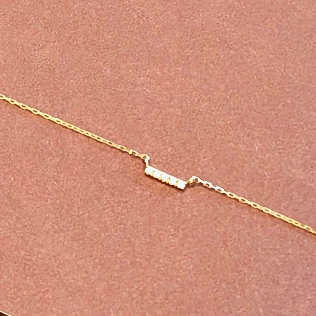 10K イエローゴールド ジルコニアストーンバー ネックレス スキンジュエリー✩