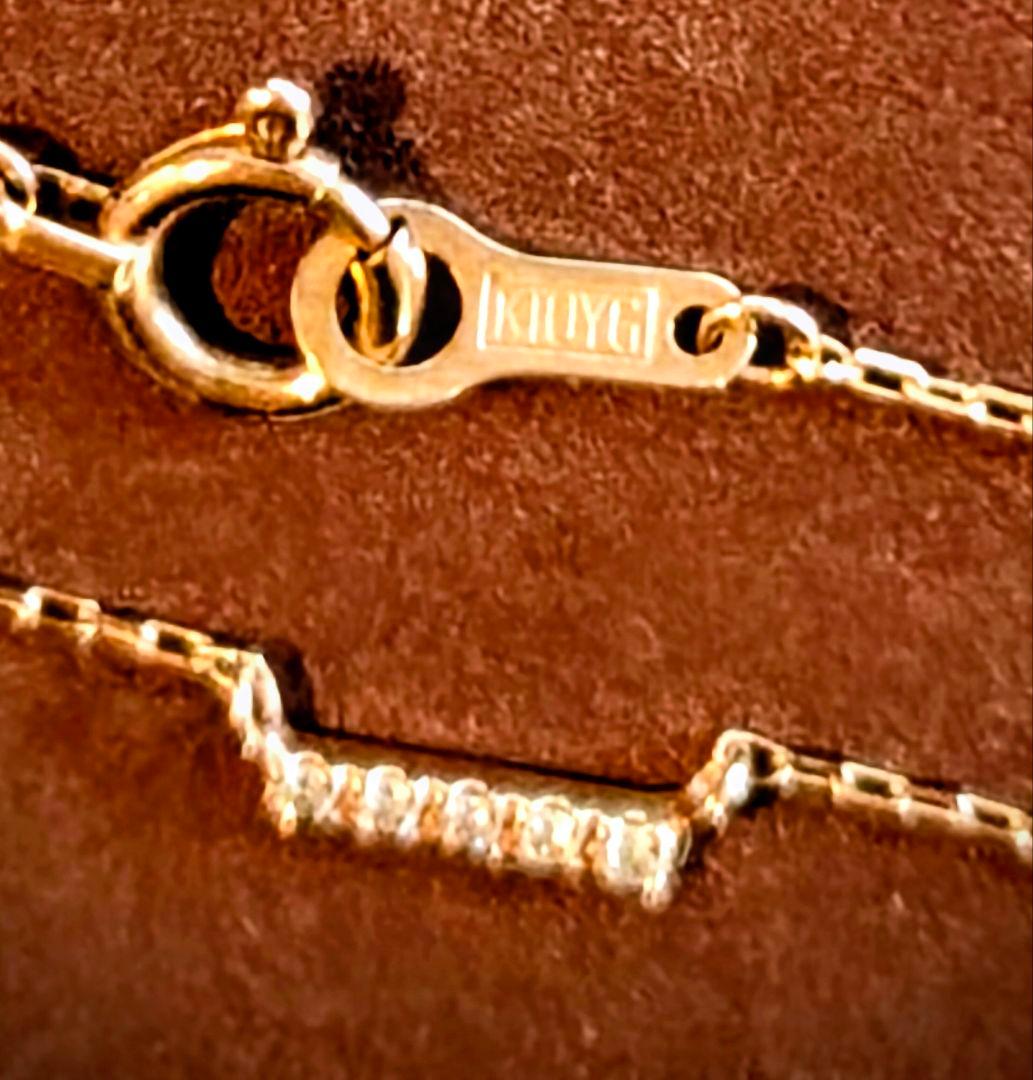 10K イエローゴールド ジルコニアストーンバー ネックレス スキンジュエリー✩