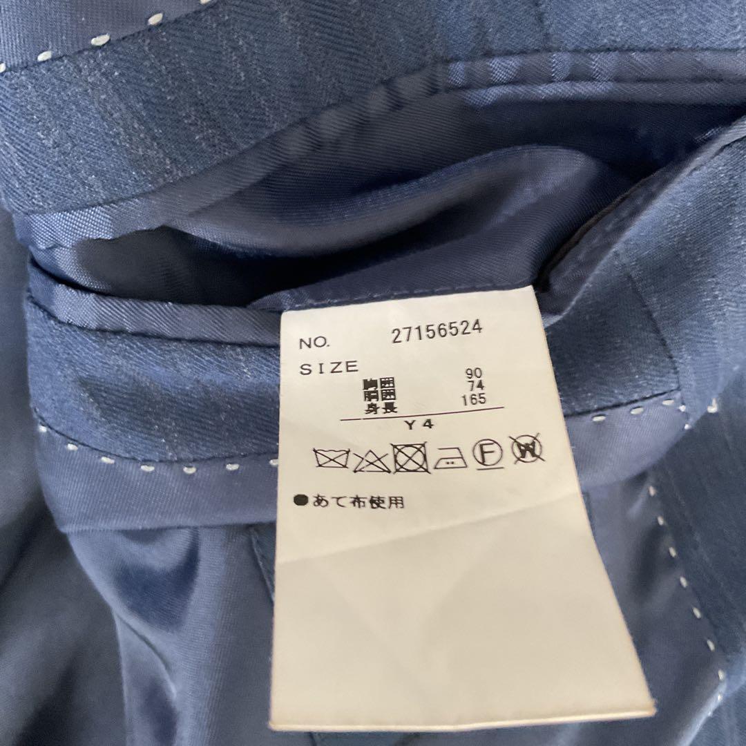 美品⭐︎Y4 タカキューTAKAQ ★スーツ 青 ストライプ ⭐︎ブルー 秋冬用