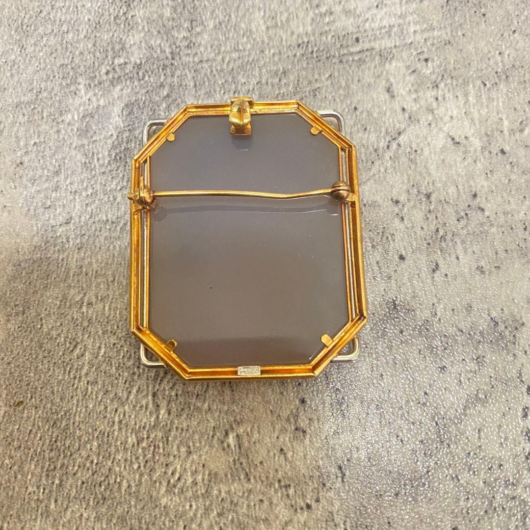 カメオペンダントトップブローチk18pt900メノウ兼用メノウシェル