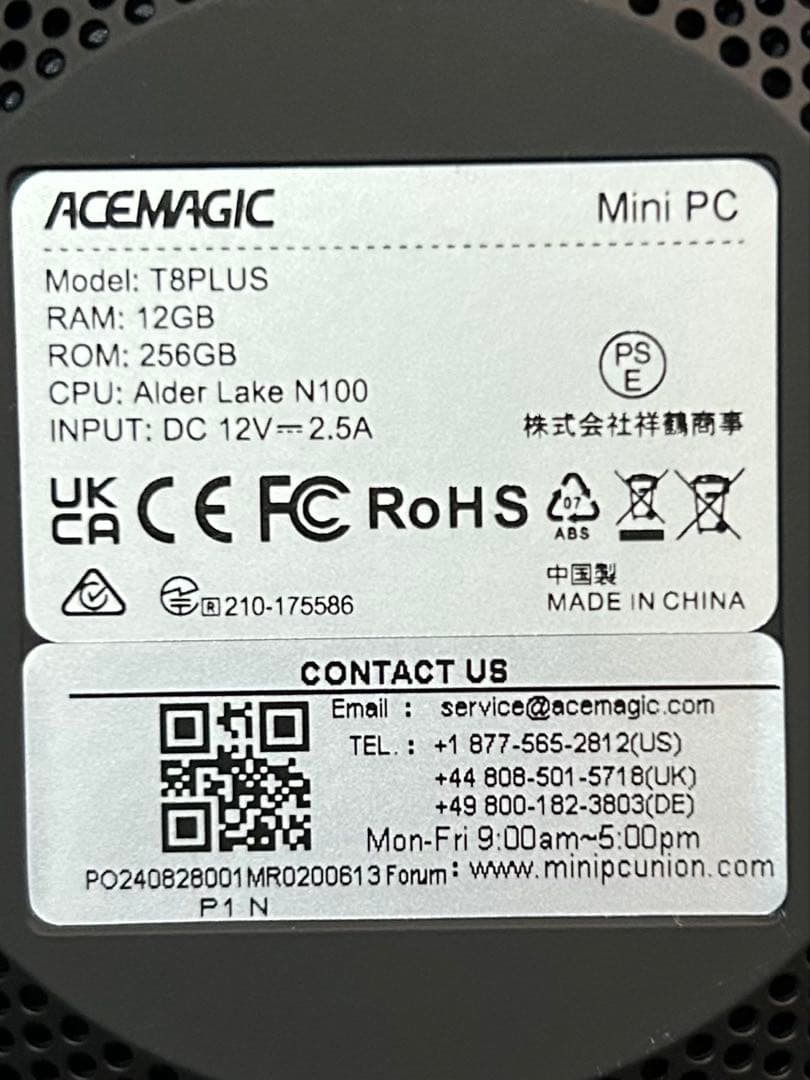 ミニPC MiniPC ACEMAGIC T8PLUS