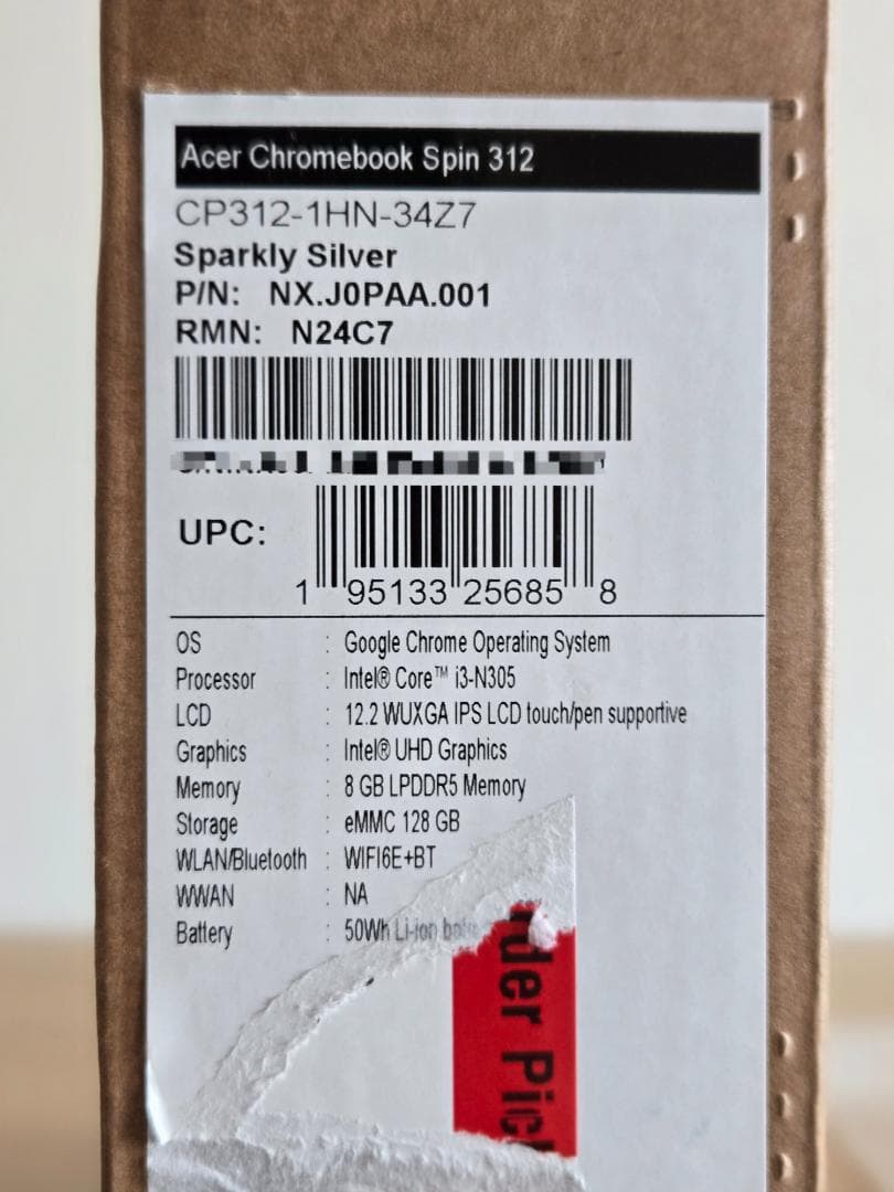 たいち日本未発売小型高性能 Acer Chromebook Spin312