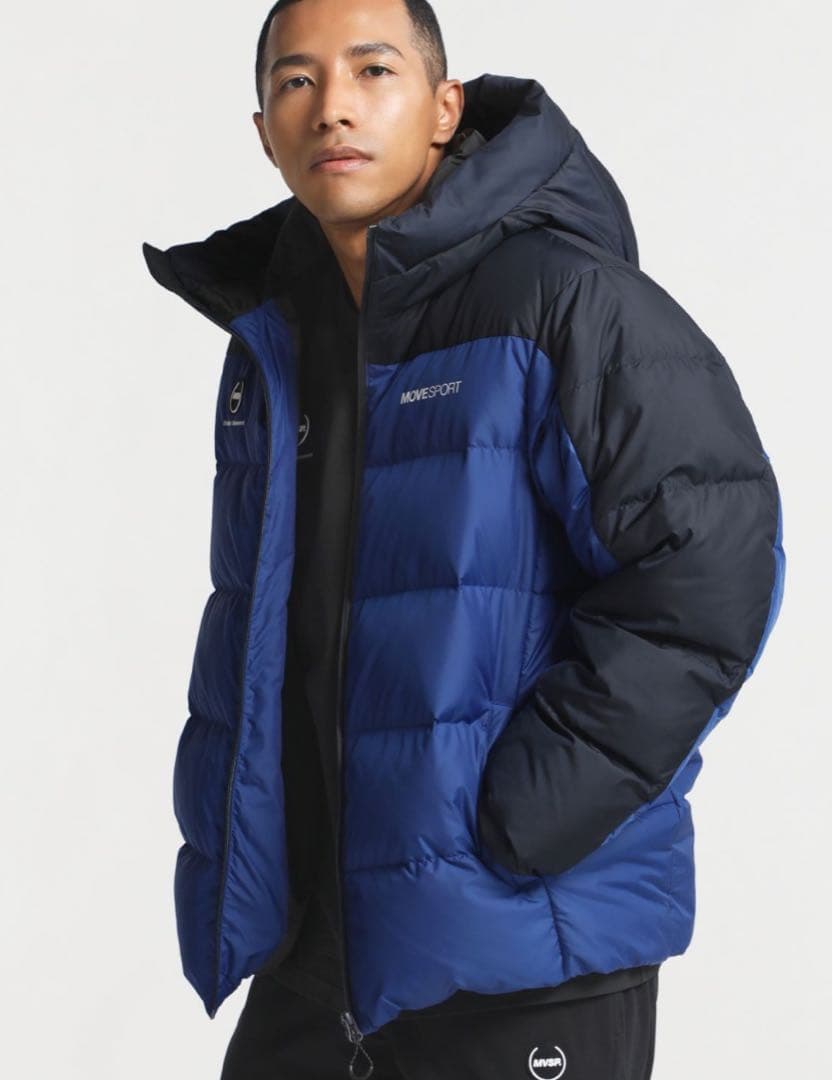 新品！デサントダウンジャケット、紺×青、O