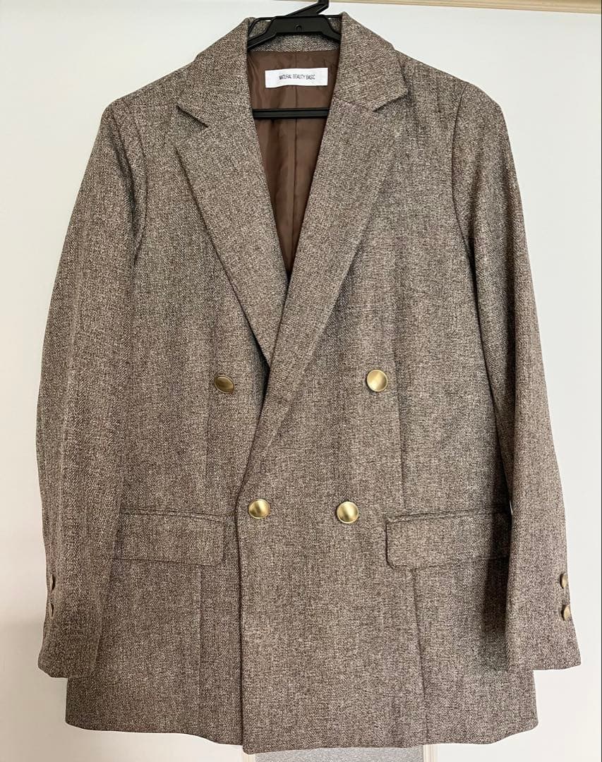 【新品】NATURAL BEAUTY BASIC ツイーディーダブルジャケットS