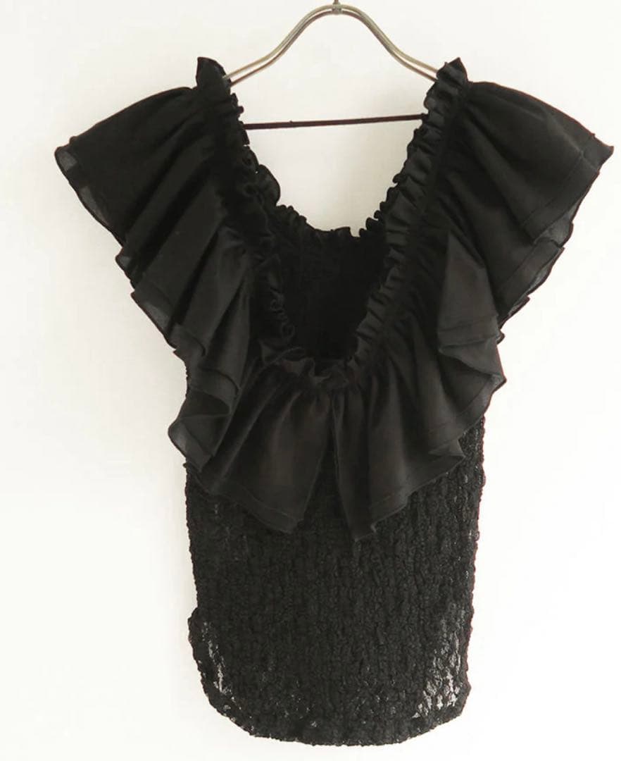 FUMIE TANAKA big frill lace cami ブラック