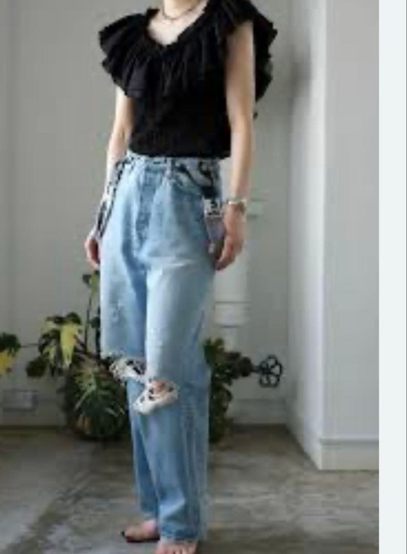 FUMIE TANAKA big frill lace cami ブラック