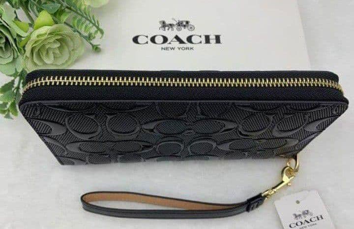 新品未使用コーチ長財布シグネチャーストラップ付きブラックレディースメンズ送料無料