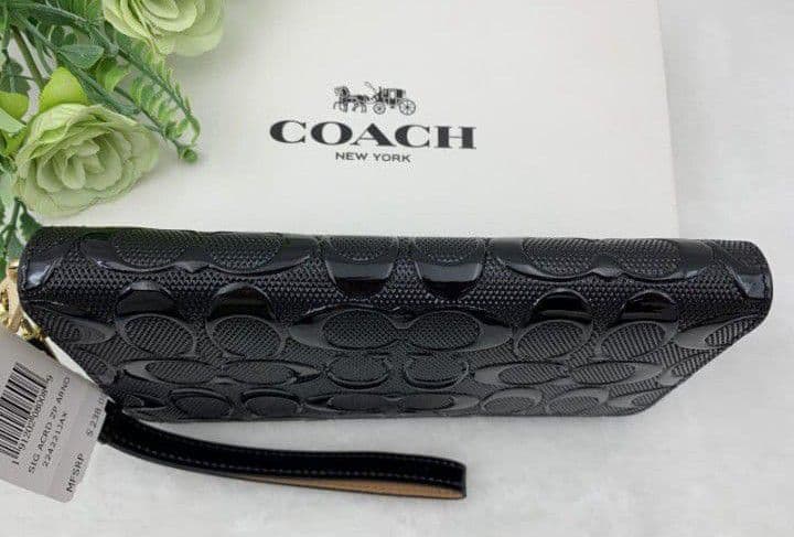 新品未使用コーチ長財布シグネチャーストラップ付きブラックレディースメンズ送料無料