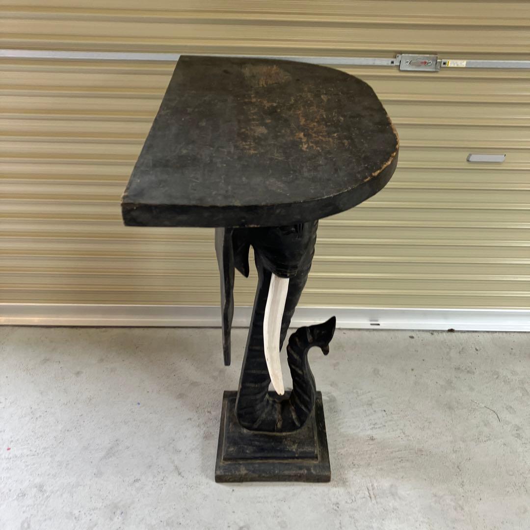 ヴィンテージ 象柄彫刻 木製カウンターテーブル コンソールテーブル 飾り棚