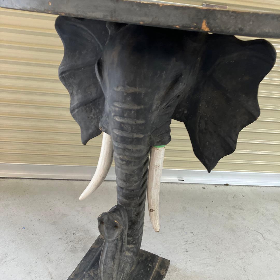 ヴィンテージ 象柄彫刻 木製カウンターテーブル コンソールテーブル 飾り棚