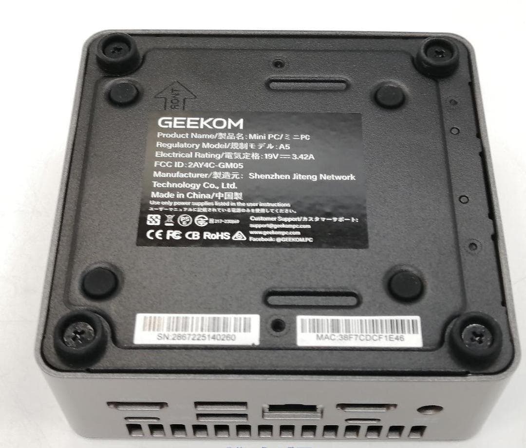 GEEKOM A5 ミニPC R5-7430U/16G/512G/Wi-Fi/