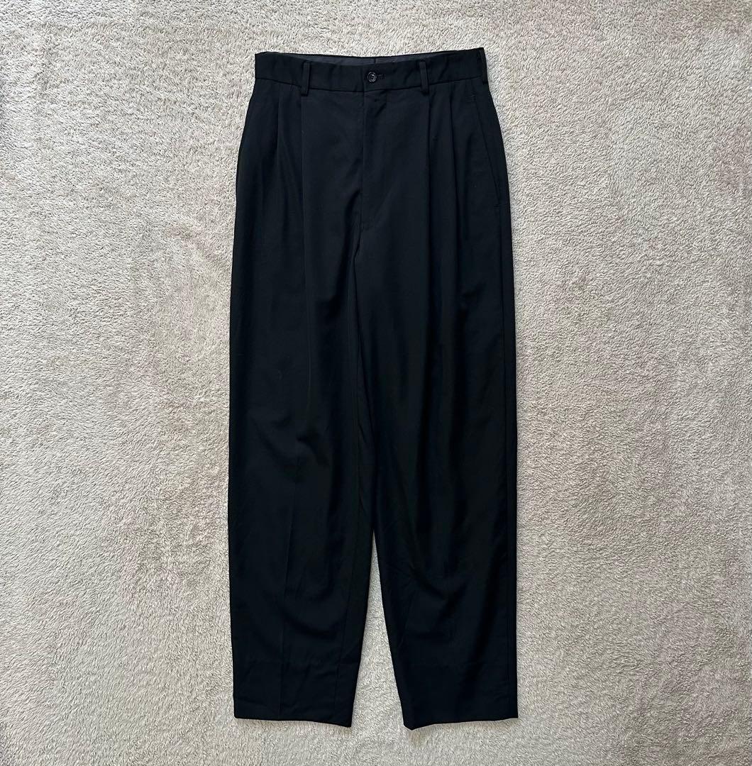 90's コムデギャルソンオム 2タック ウールスラックス 田中オム ブラックS