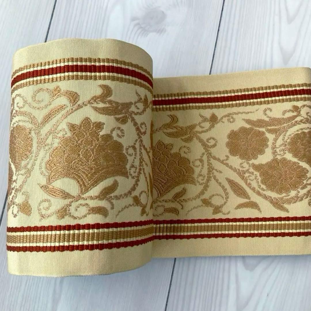 専用　　博多織　半幅帯　花唐草模様　織り出し　正絹　No.74-22