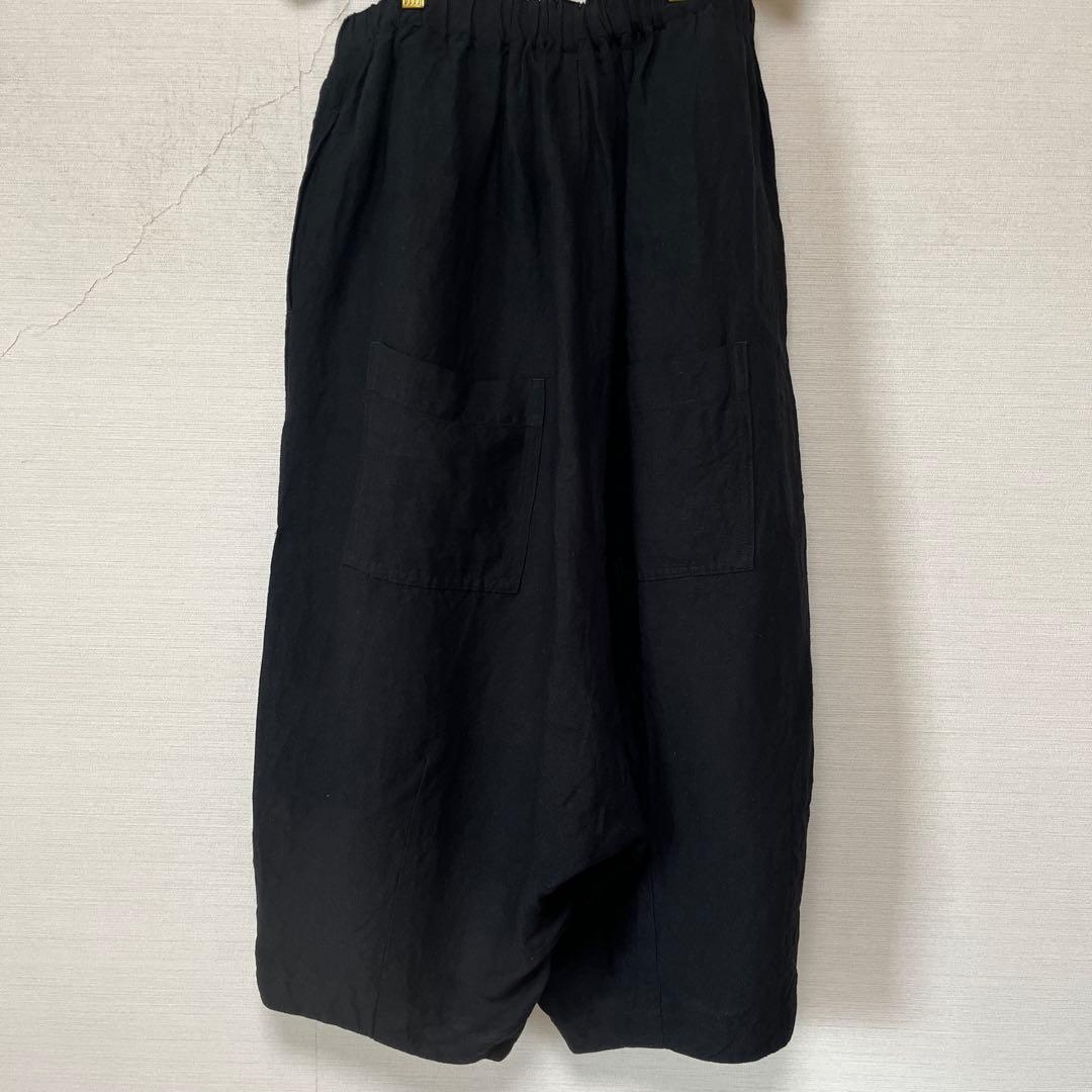 huis遠州織物パンブーリネンサルエルバルーンパンツブラック511