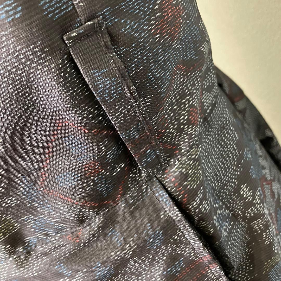 大島紬　幾何学柄　Vネック ノースリーブ　ワンピース　着物リメイク