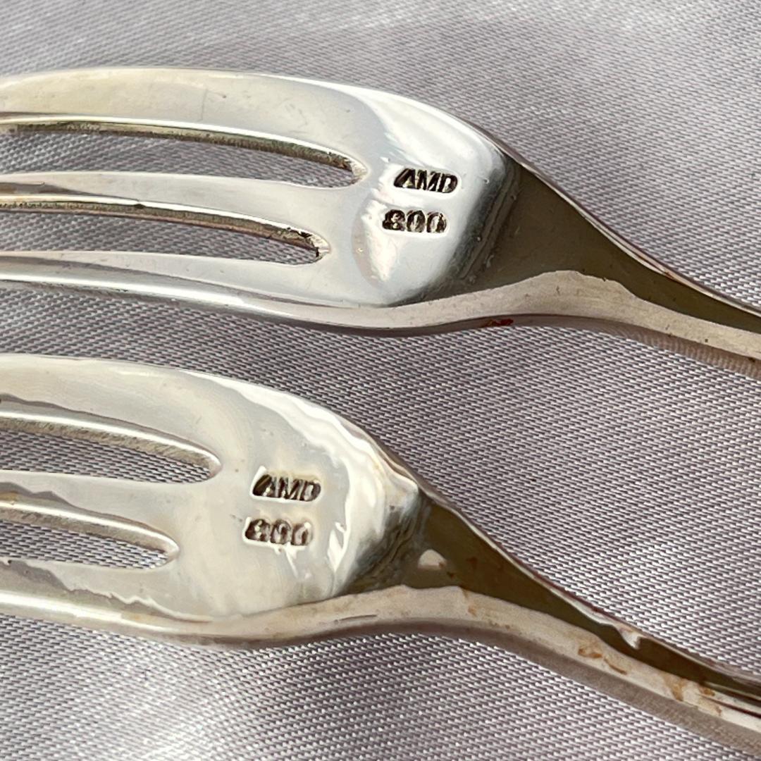 【Adam Manns】 薔薇のケーキフォーク 6本【純銀】ヒルデスハイムローズ