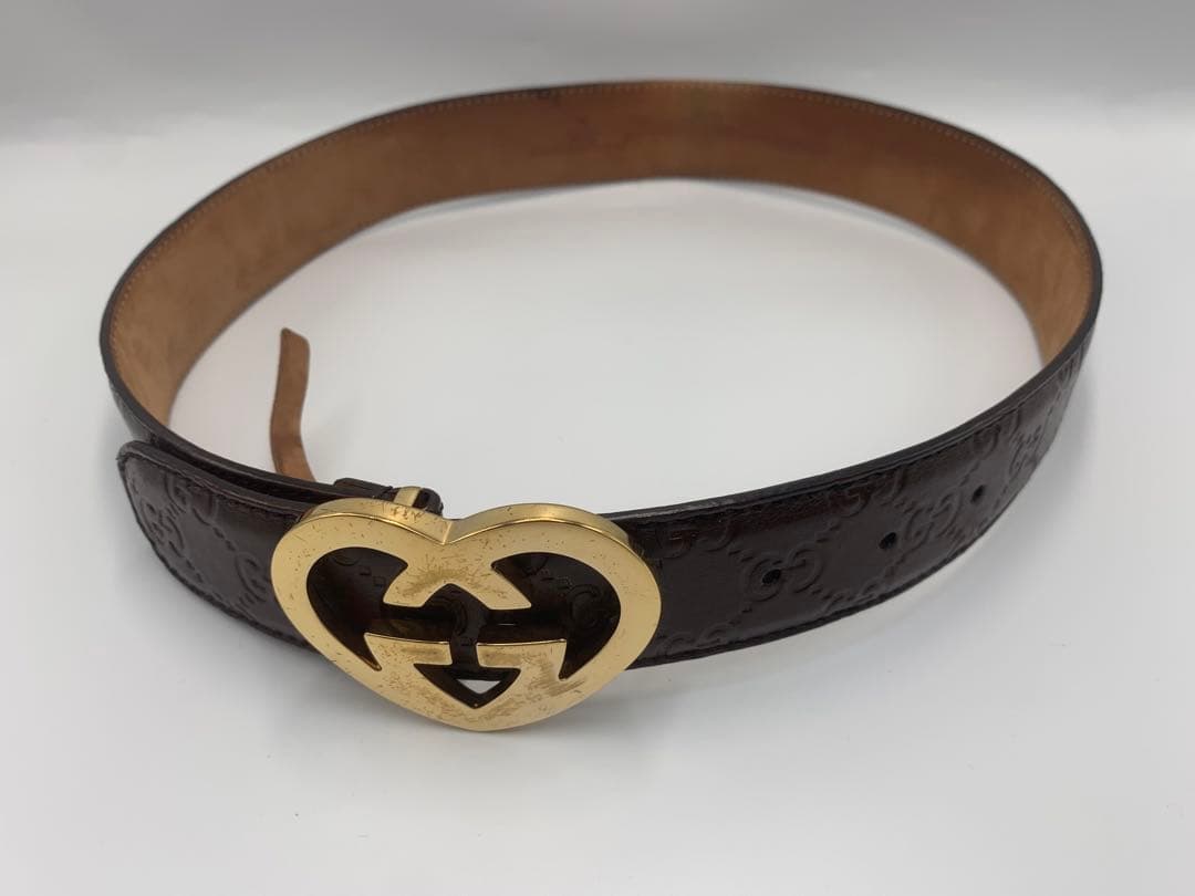 美品‼️GUCCI グッチ ベルトハートベルト ブラウン　レディース
