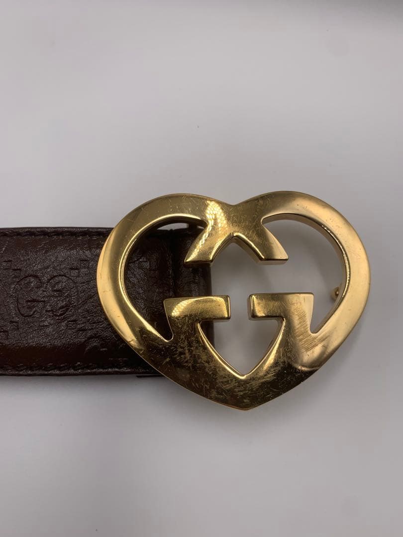 美品‼️GUCCI グッチ ベルトハートベルト ブラウン　レディース