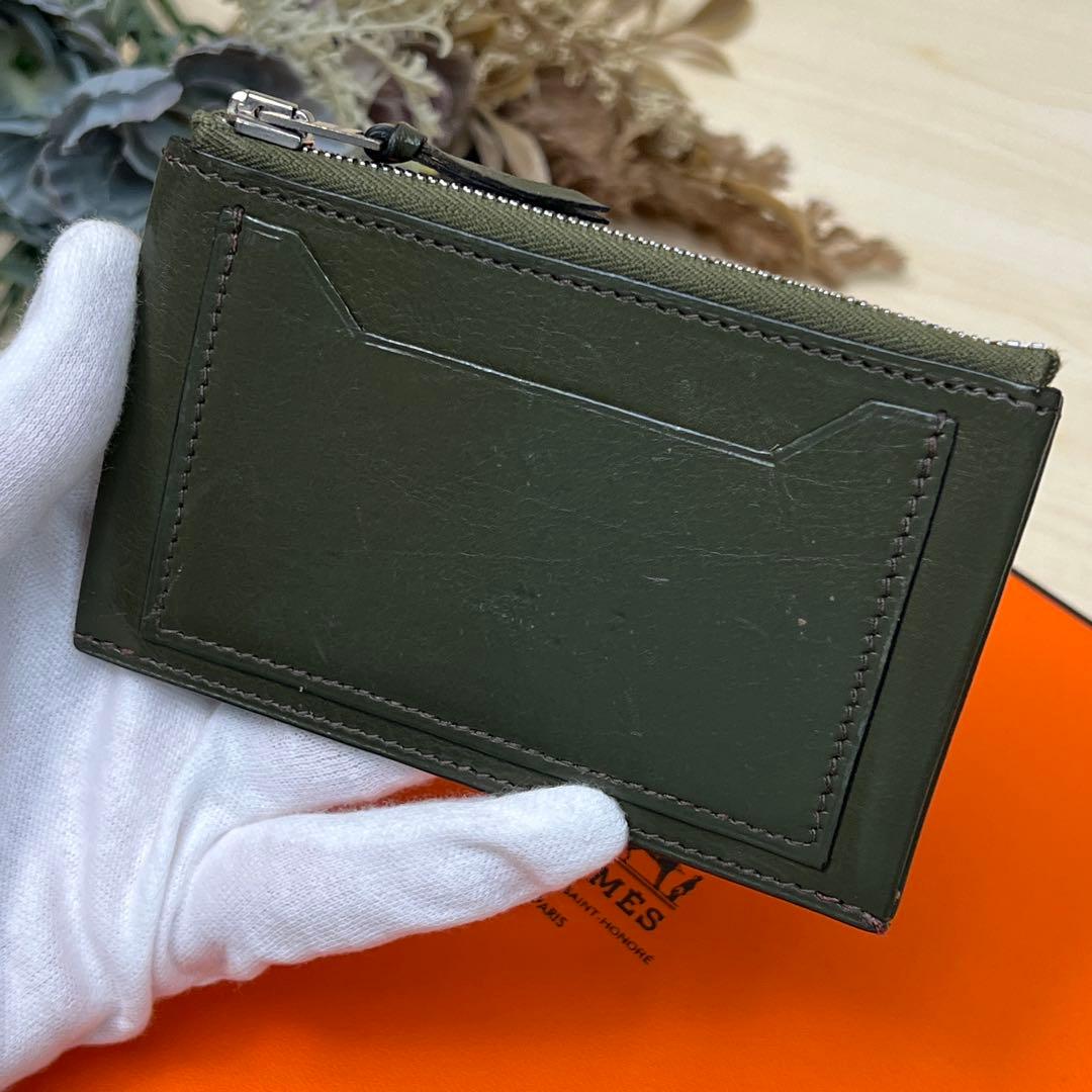 エルメス クラリス PM レザー グリーン ケース スリム コンパクト