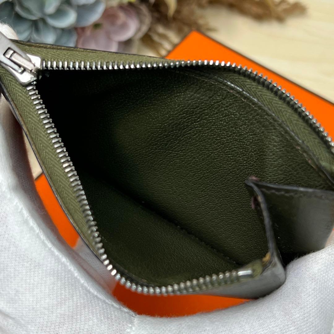 エルメス クラリス PM レザー グリーン ケース スリム コンパクト