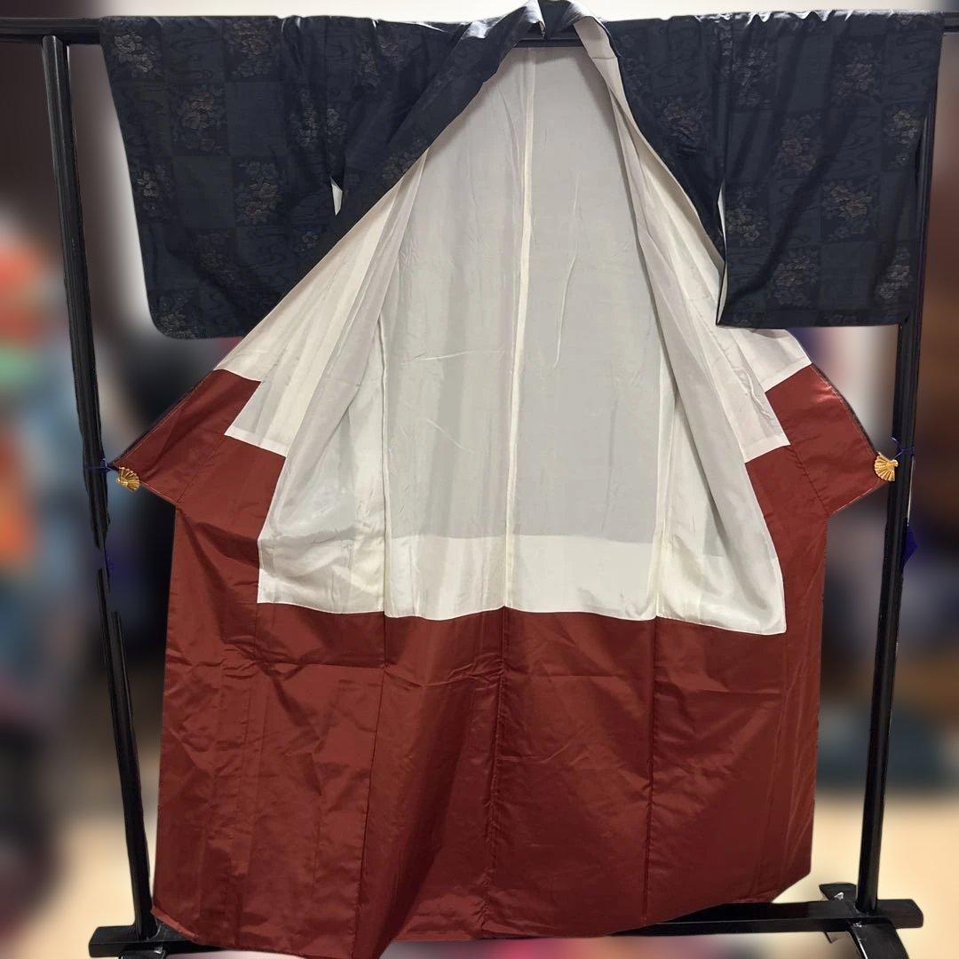 【未使用・しつけ付】本場大島紬 紺色 高級正絹 着物 証紙あり