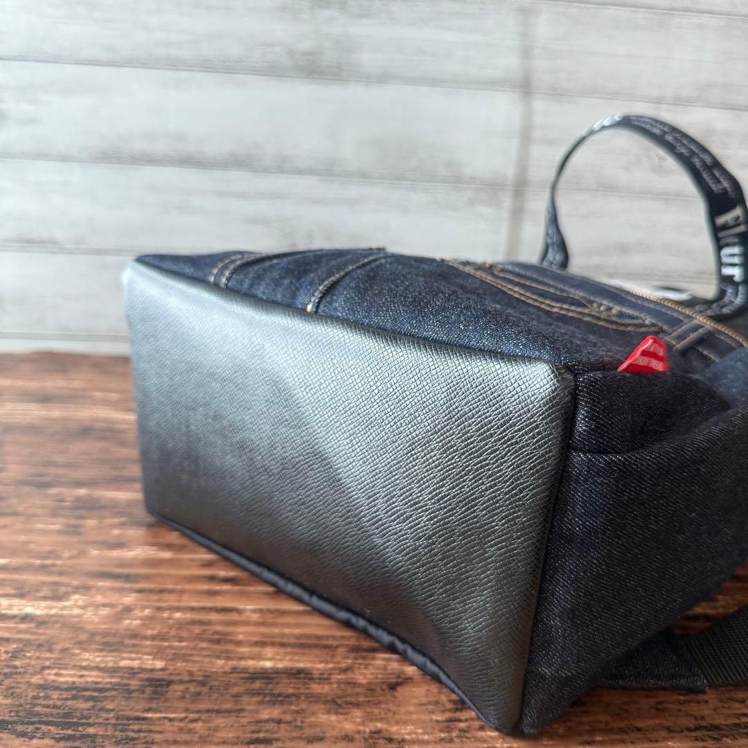 ☆デニムリメイク　ブラックひょうたんキルトとデニムのトートリュック☆