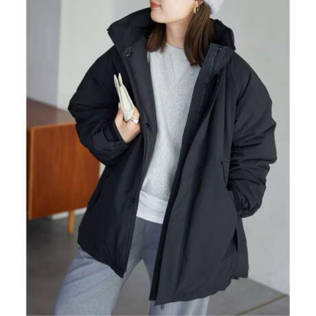 スローブイエナ ポリエステルタッサー中綿モンスターパーカーブルゾン ブラック