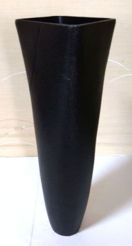 合金花器（ブラック × ラインデザイン）中板付き