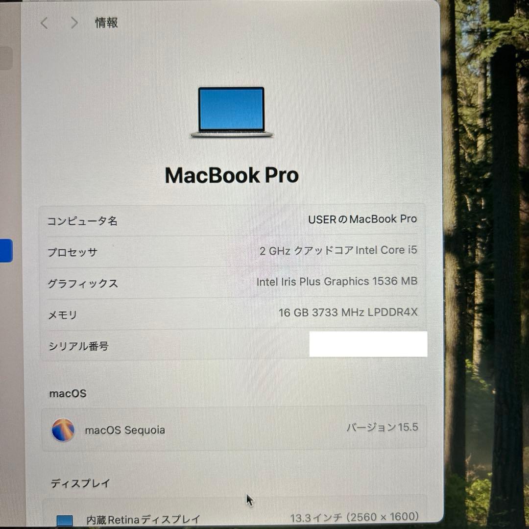 MacBook本体 MacBook Pro 2020 A2251 Core i5
