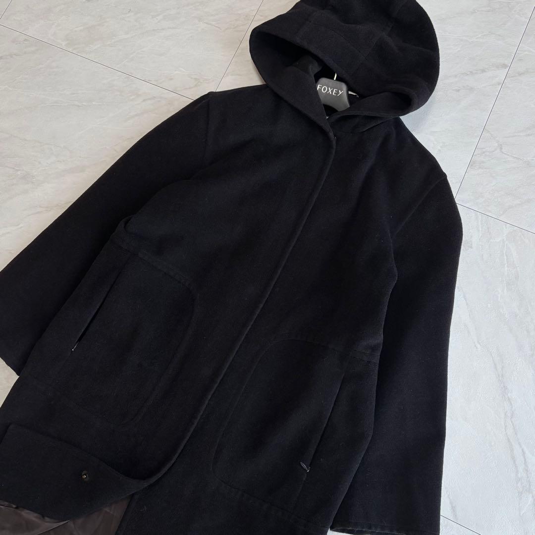 【白タグ・ピュアバージンウール】マックスマーラ　フーデッドコート　38サイズ