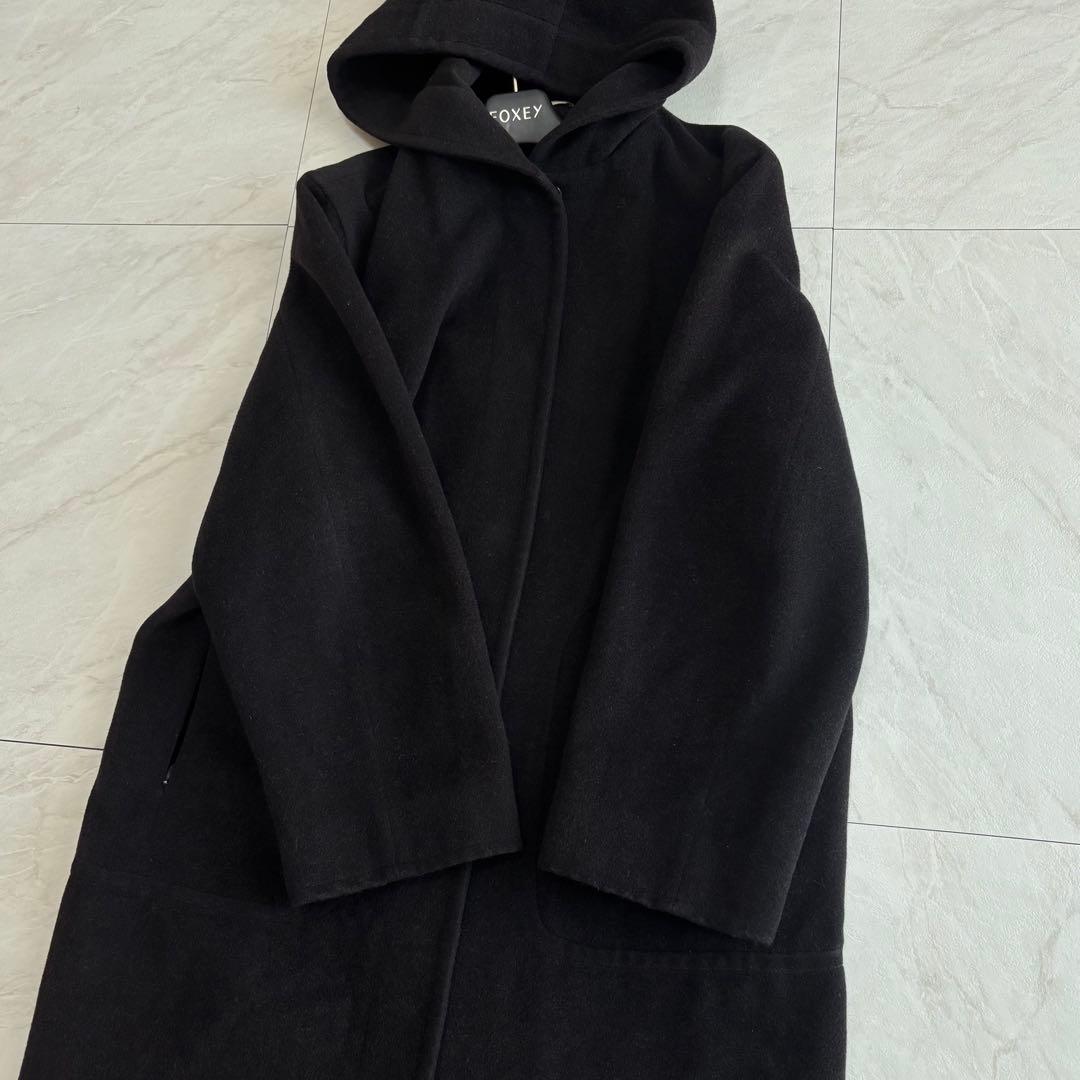 【白タグ・ピュアバージンウール】マックスマーラ　フーデッドコート　38サイズ