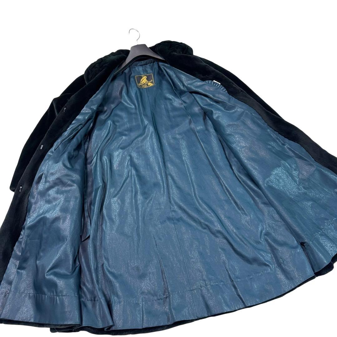 エンバ ミッドナイトブルー シェアードミンク ロングコート レディース XL