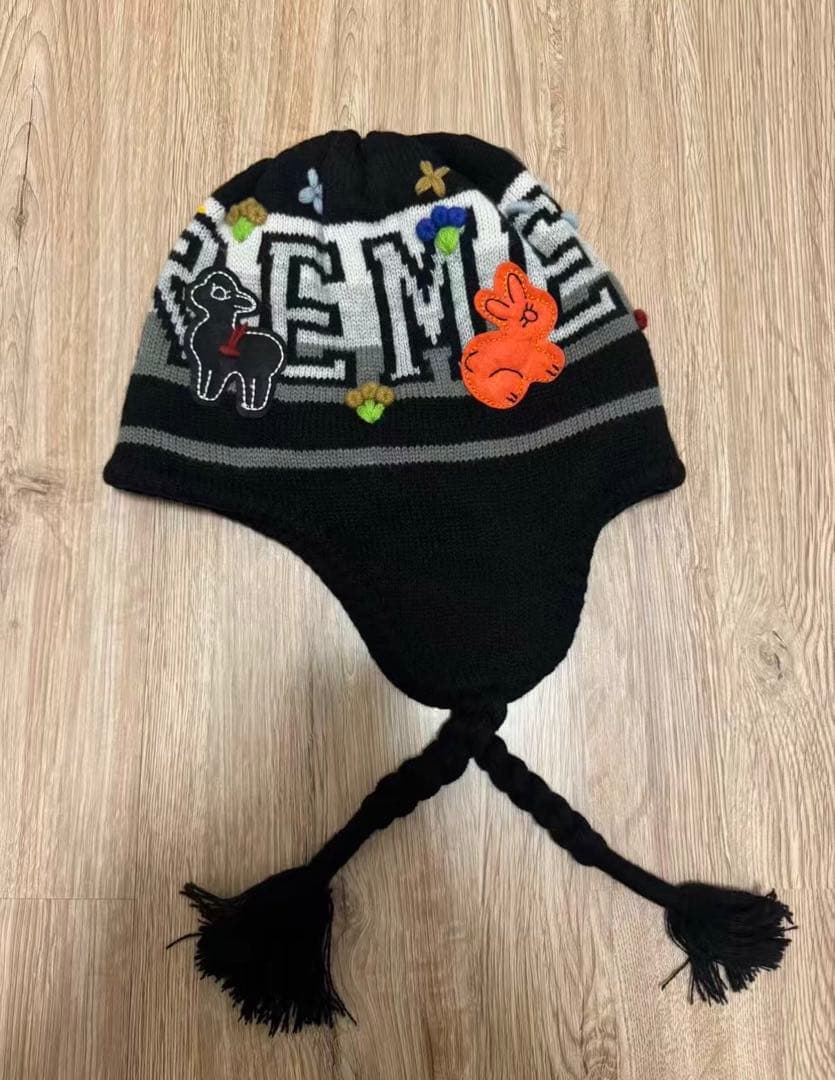 Supreme Felt Appliqué Earflap Beanie BK
