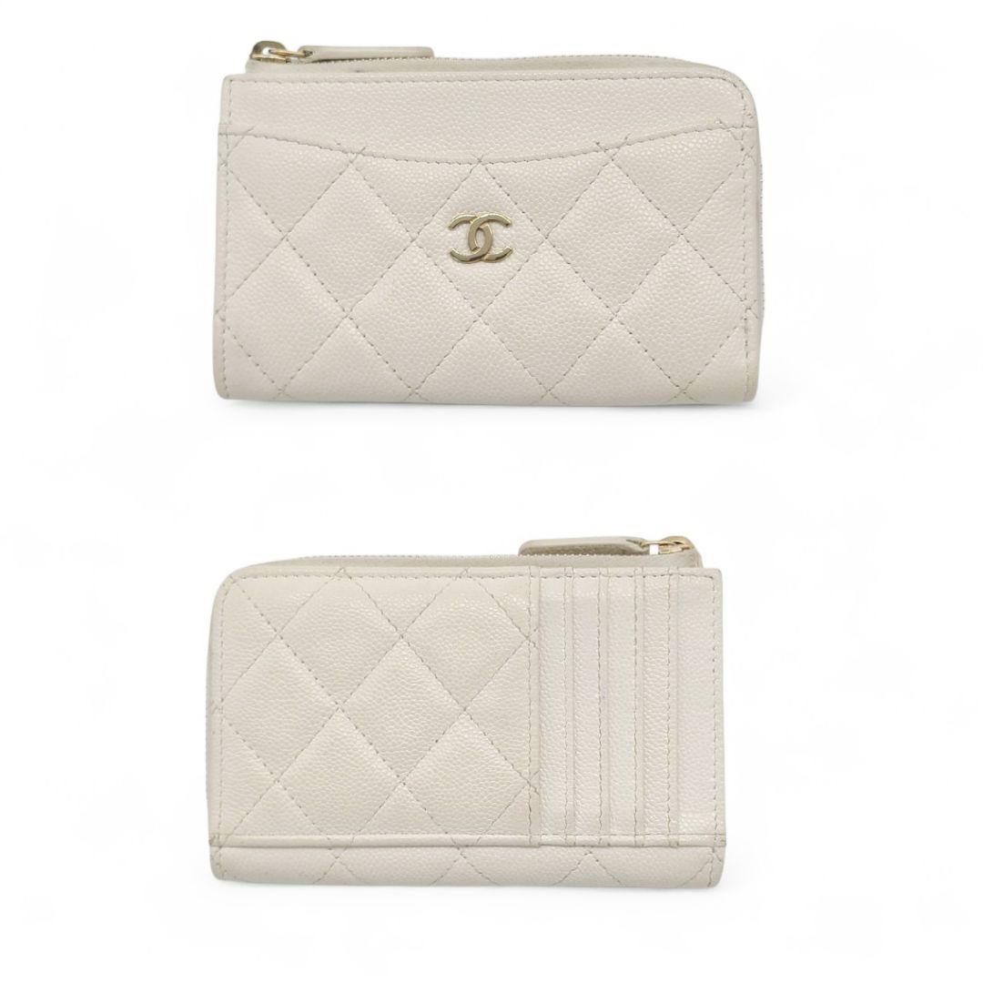 シャネル キャビアスキン マトラッセ ケース ホワイト レディース