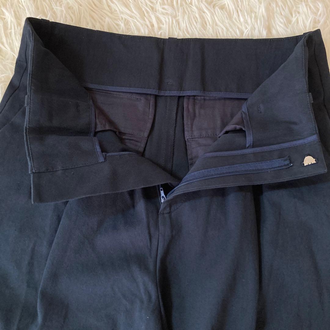 ジュライナインJULYNINE タックパンツ　ネイビー　日本製　Ｍ　2024AW