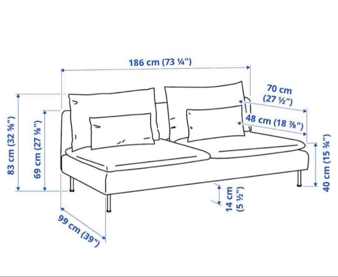 IKEA 3人がけ ソファ ソーデルハムン SODERHAMN イケア