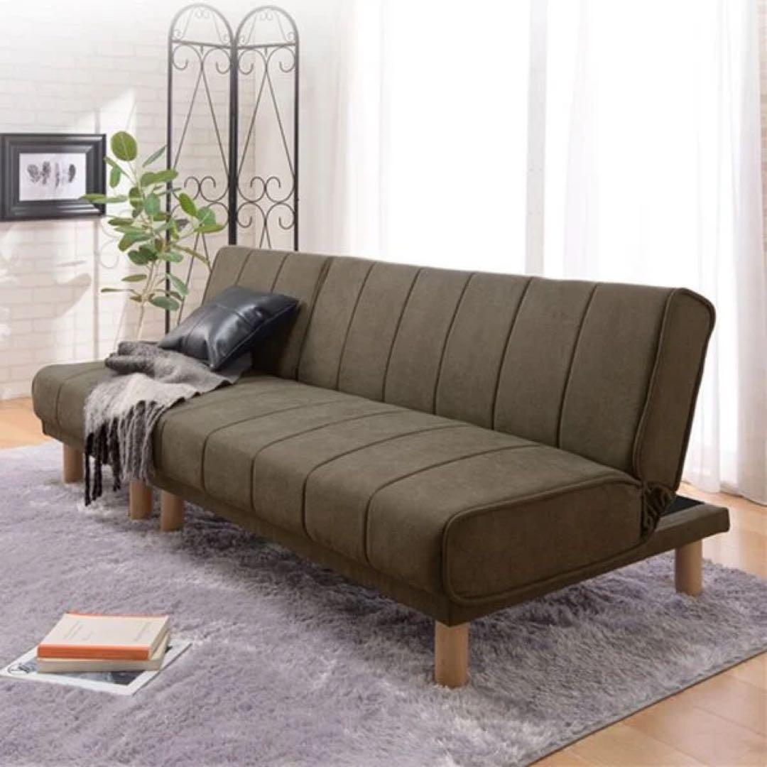 ソファベッド　ローソファ　3人掛けソファ　リクライニング　カウチソファ