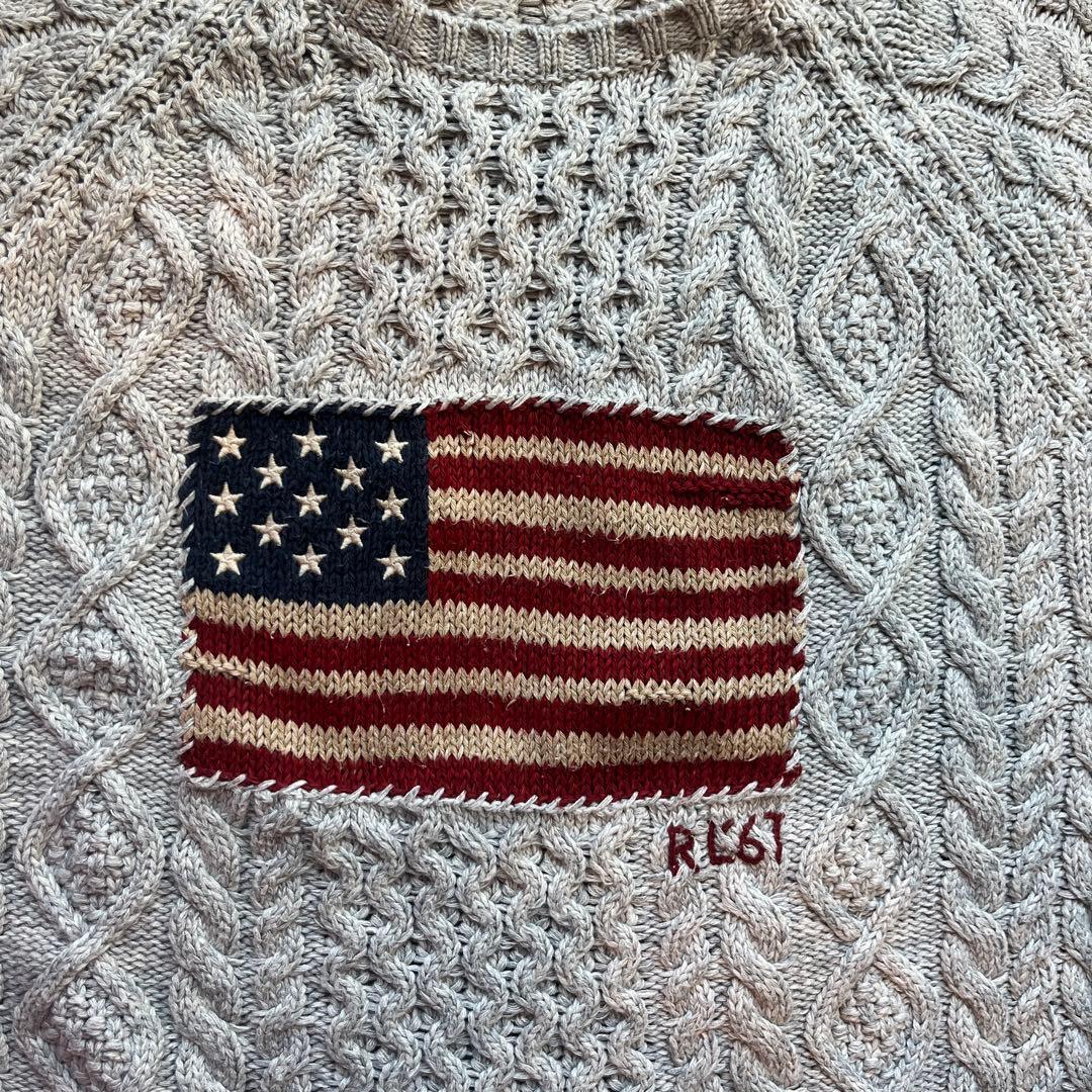 XXL POLO RALPH LAUREN アランニットフラッグセーター 星条旗