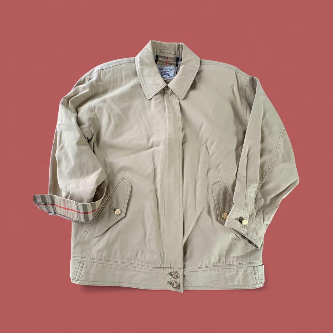 90s バーバリー スウィングトップ 7AP 金ボタン ベージュ ノバチェック