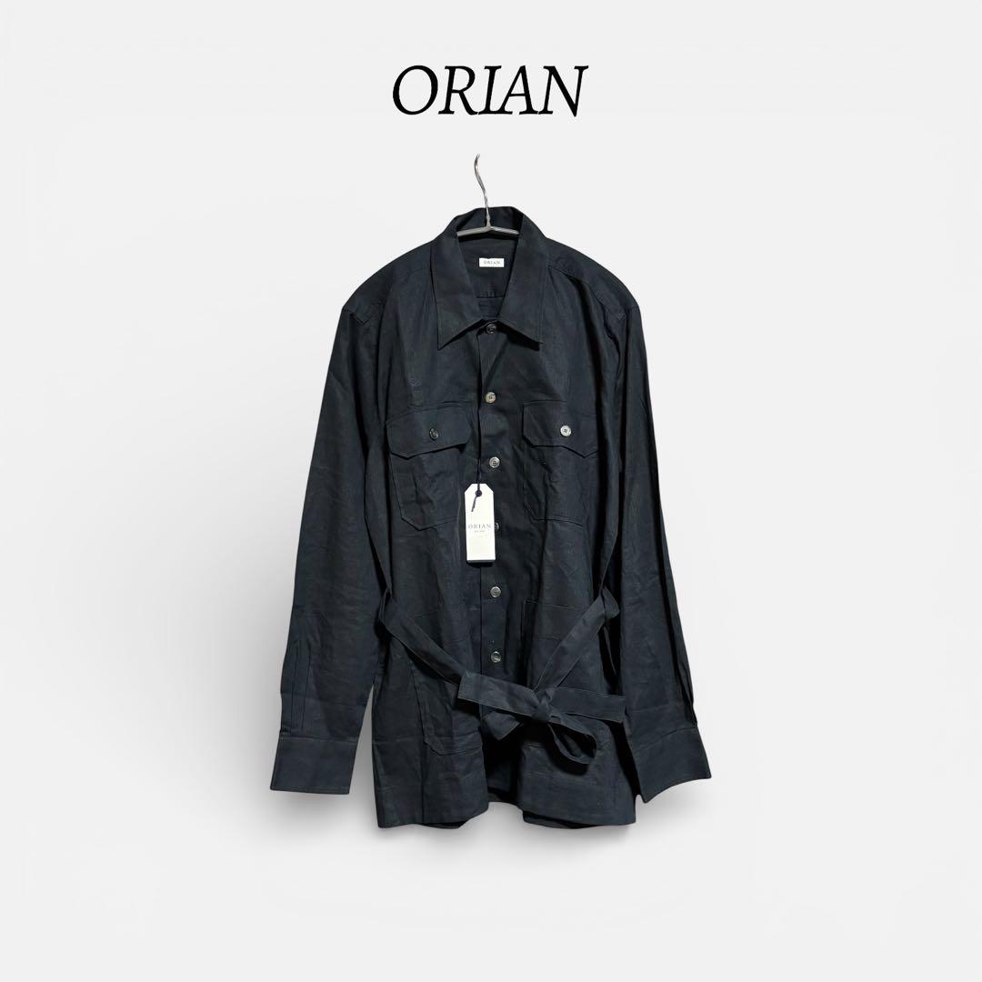 【新品タグ付】ORIAN LARMY リネンコットン サファリジャケット L 黒