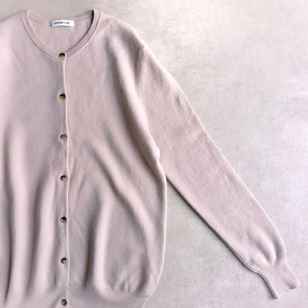 美品▲Deuxieme Classe//クルーネックカーディガン ▲カシミヤ混