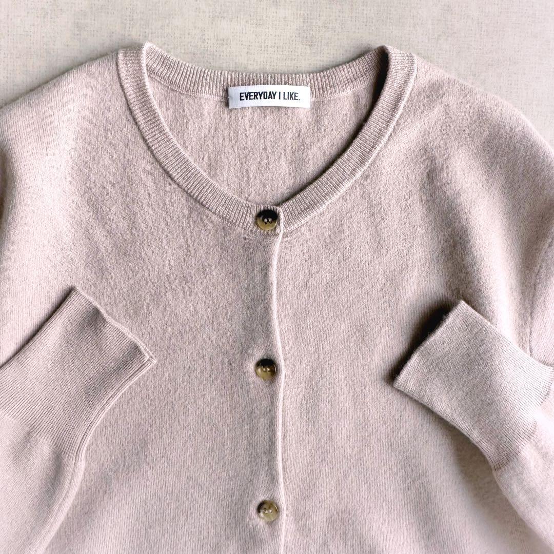 美品▲Deuxieme Classe//クルーネックカーディガン ▲カシミヤ混