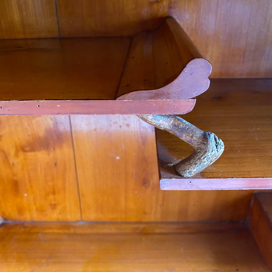 ヴィンテージ ガラス戸棚 キャビネット 水屋箪笥 昭和レトロ 無垢材 z505