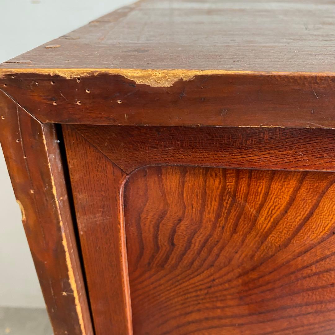 ヴィンテージ ガラス戸棚 キャビネット 水屋箪笥 昭和レトロ 無垢材 z505