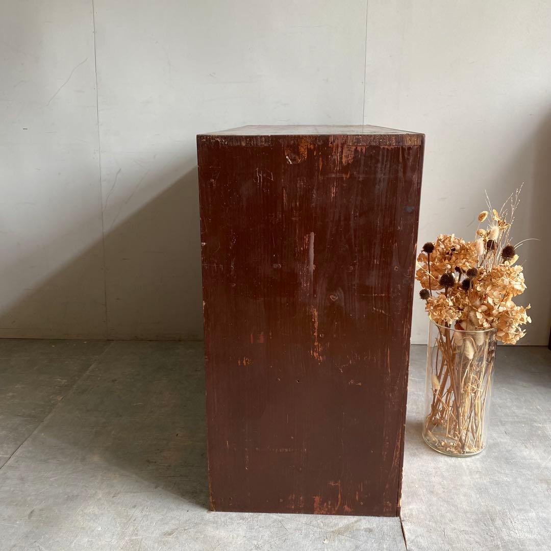 ヴィンテージ ガラス戸棚 キャビネット 水屋箪笥 昭和レトロ 無垢材 z505